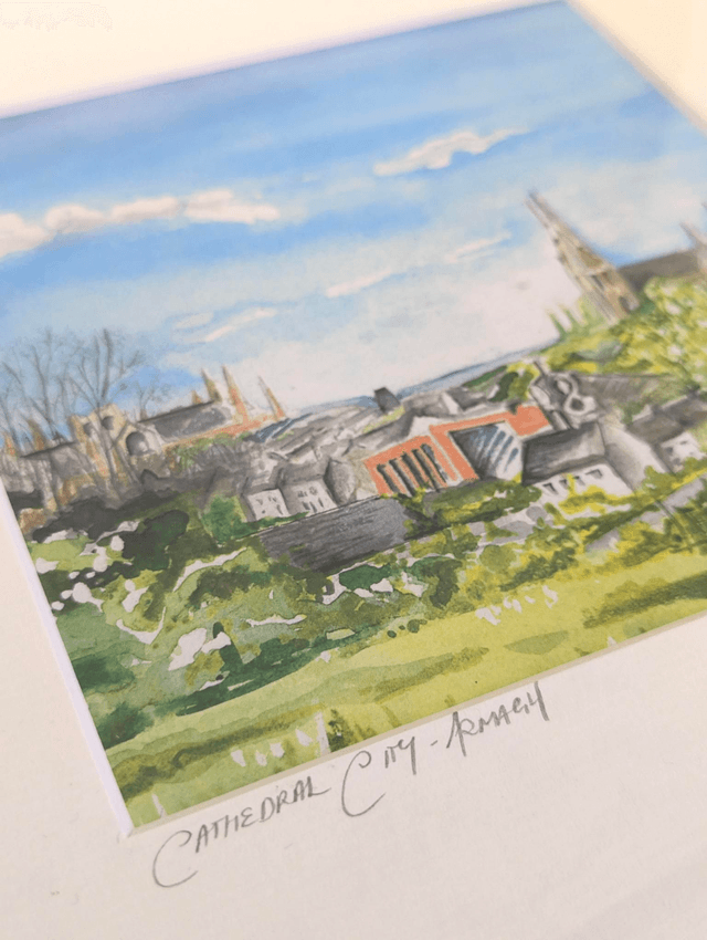Cathedral City Armagh - Art Print by Joan McKeever