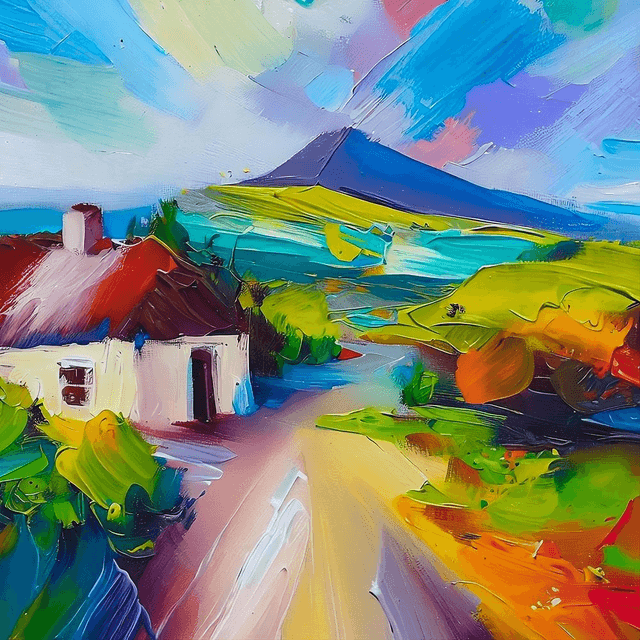 Framed signed print by Stefan Birch. "Rose Cottage, Fanad, Donegal". Signed art print.