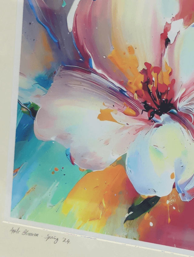Apple Blossom, signed framed art print, by Stefan Birch 43x43cm