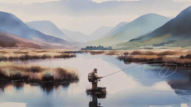 'Casting the fly' - Framed art print
