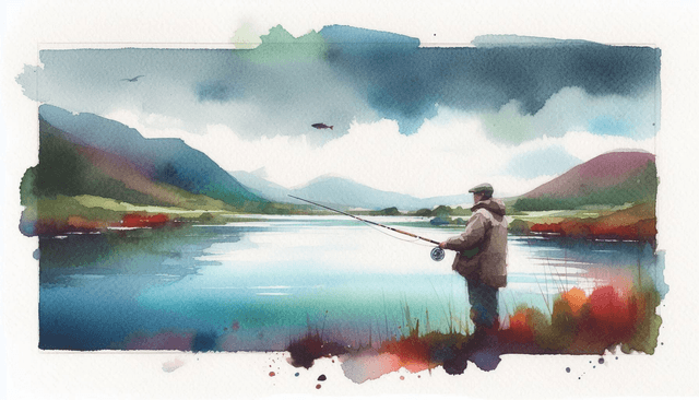 'Fly fishing on the loch' - Art print