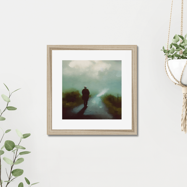 Framed, signed print by Stefan Birch. "The walk home" framed art print