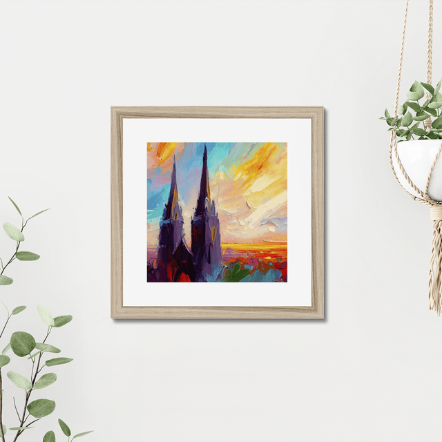 Armagh Cathedral Sunset. Framed, signed print by Stefan Birch
