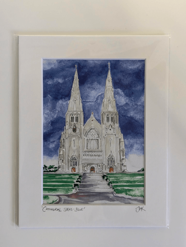 Cathedral Skies, Blue - Art print by Joan McKeever