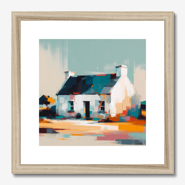 Framed signed print by Stefan Birch, "Rose Cottage, Fanad, Donegal". Signed art print