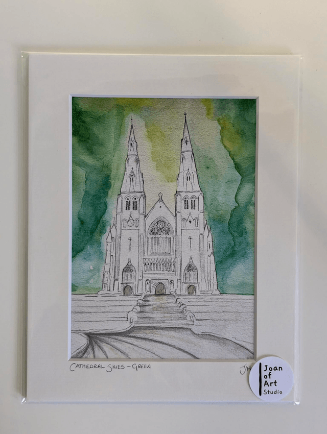 Cathedral Skies, Green - Art print by Joan McKeever