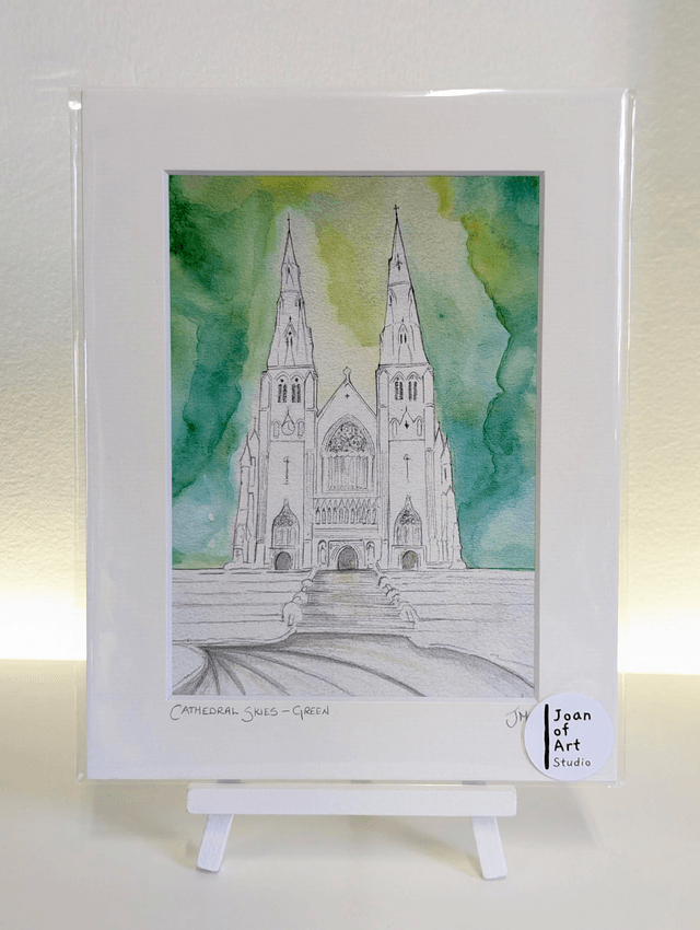 Cathedral Skies, Green - Art print by Joan McKeever
