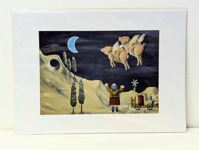 'Pigs Might Fly Once In A Blue Moon' - Art Print by Martina Finnegan