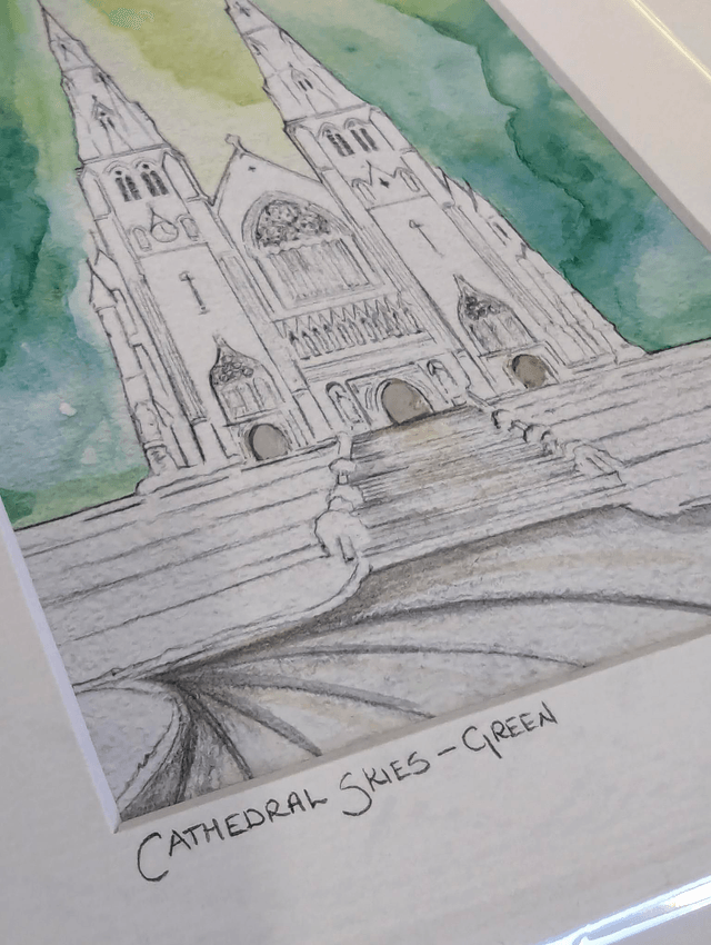 Cathedral Skies, Green - Art print by Joan McKeever