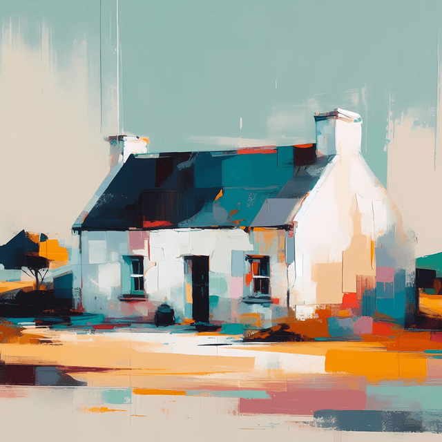 Framed signed print by Stefan Birch, "Rose Cottage, Fanad, Donegal". Signed art print