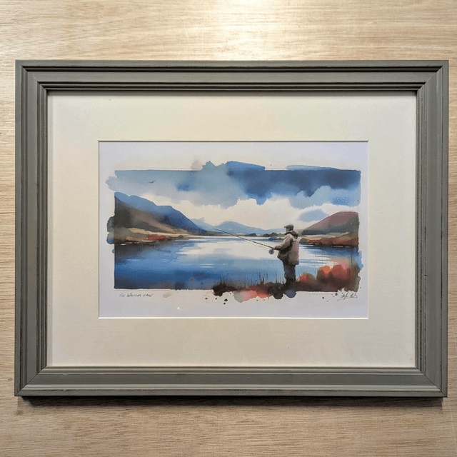 'Fly fishing on the loch' - Art print