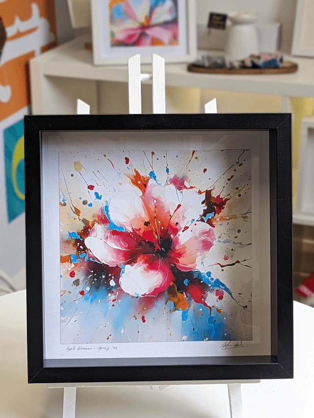 Apple Blossom art print, in deep box frame, signed by artist Stefan Birch