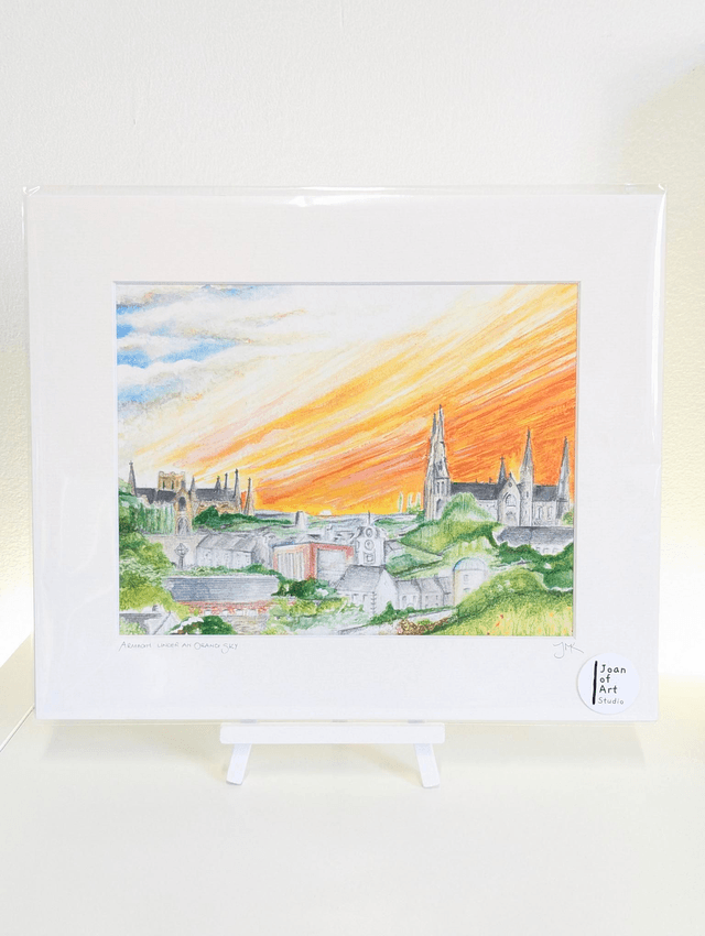 Armagh under orange sky - Art Print by Joan McKeever